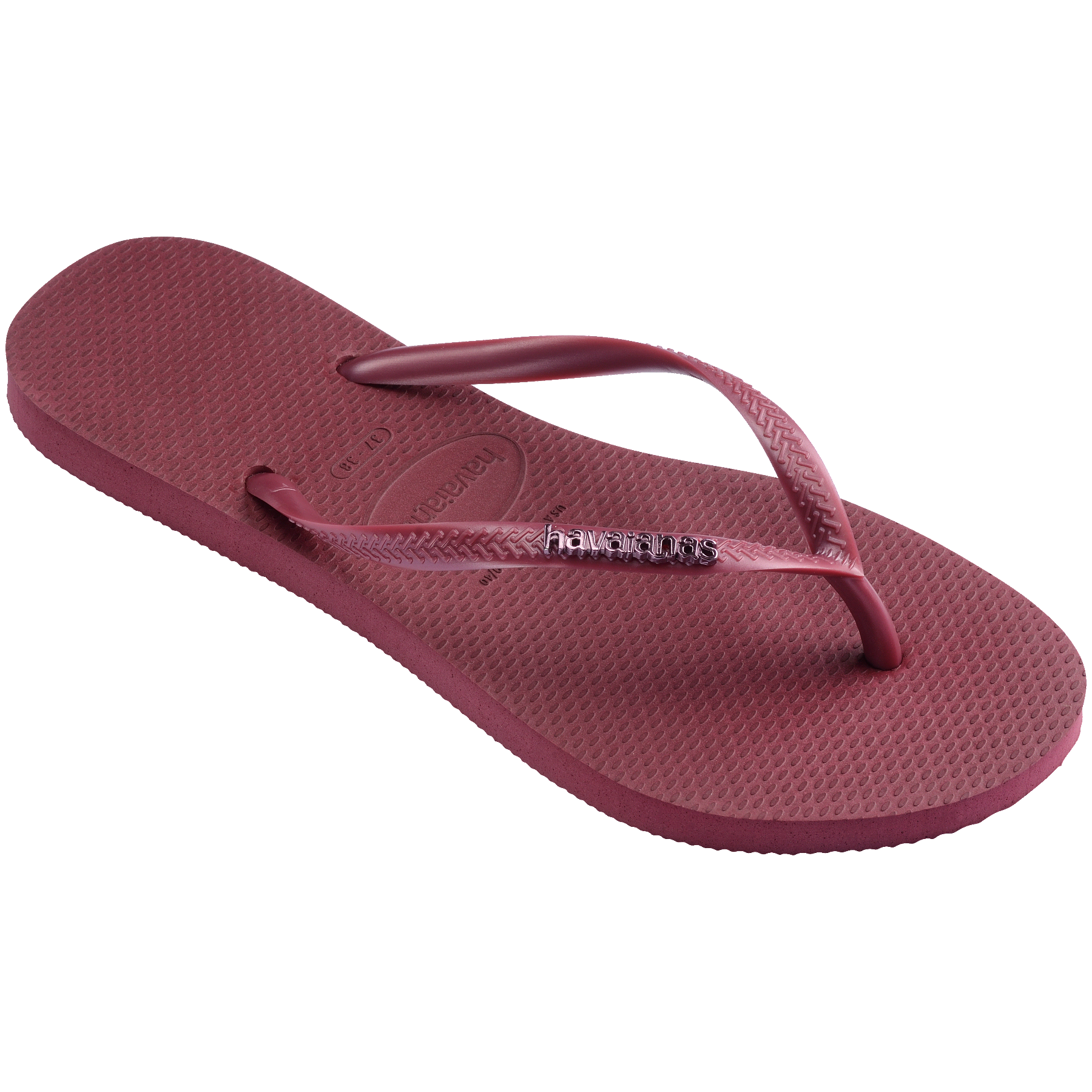 Women's Slim Logo Metallic Flip Flops - Amaranth