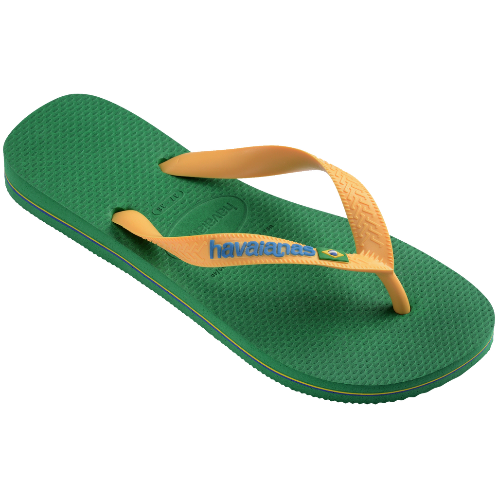 Women's Brazil Logo Flip Flops - GREEN/YELLOW