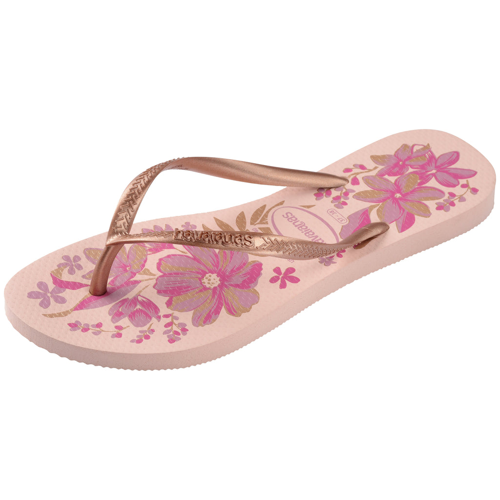 Women's Slim Organic Flip Flops - Pink/Gold
